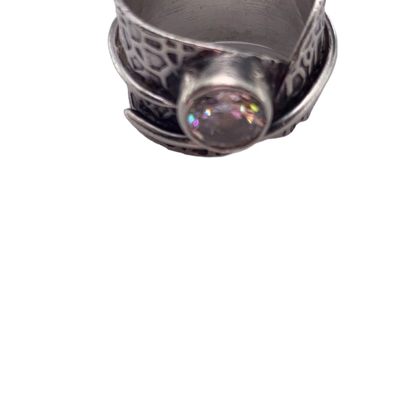 OOAK Adjustable Sterling Hammered Band w/Quartz Gemstone - Picture 10 of 13